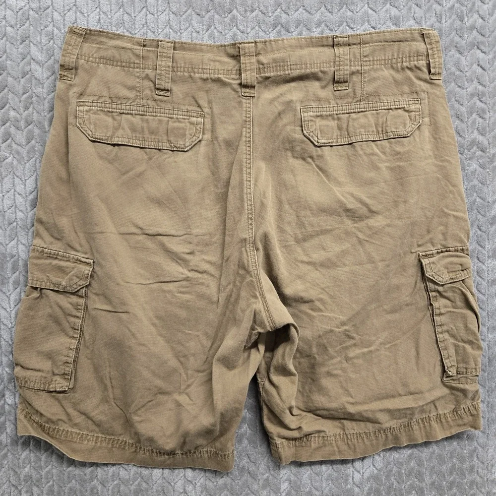 Wrangler Cargo Shorts Rip Stop Men's 38 Waist‎ Heavy Duty Cotton Khaki Brown Tan